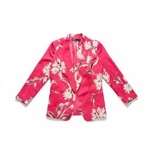 Zara Fuchsia Floral Tie Waist Blazer.